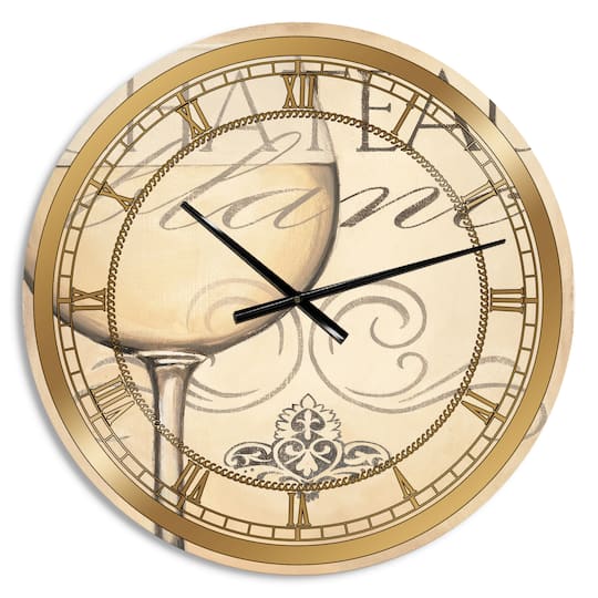Designart 'French Chateau White Wine Ii Glam Wall Clock